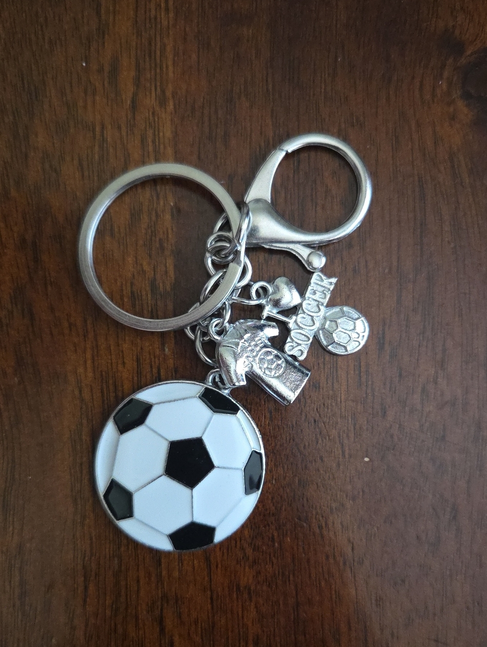 Soccer Ball Charm Keychain - Black & White